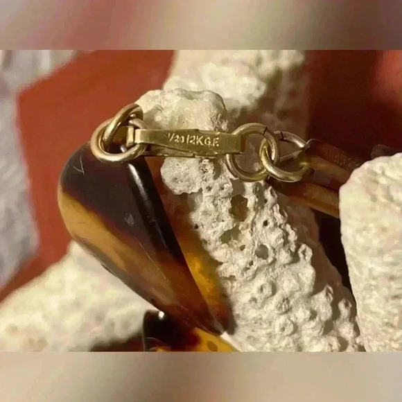 Vintage Tortoise Shell Angel  Fish Link Bracelet 1/20 12k GF - Picture 6 of 6